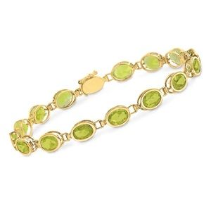 15.00 ct Oval Bezel-Set Peridot Bracelet in 14kt Yellow Gold. 8”
